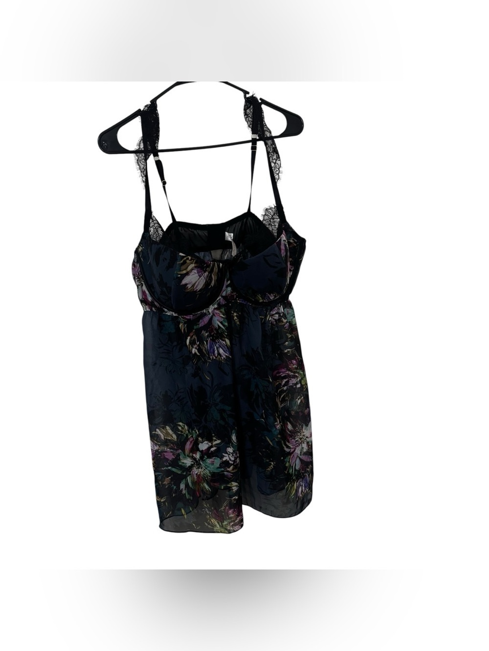Cacique dark blue Floral Lace-Trim Chemise Nightgown 44DD